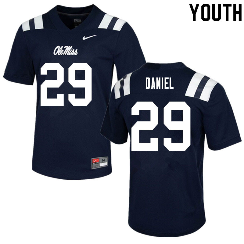 Lakevias Daniel Ole Miss Rebels NCAA Youth Navy #29 Stitched Limited College Football Jersey BUV3558DP